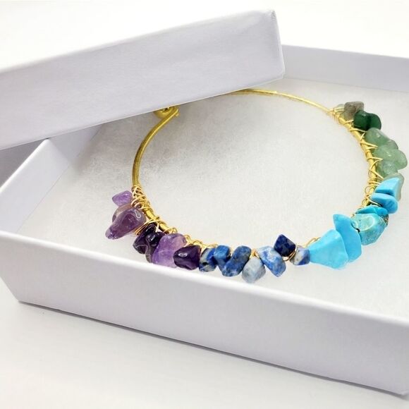 Hand Crafted Natural Chip Bangle Bracelet - Picture 10 of 10